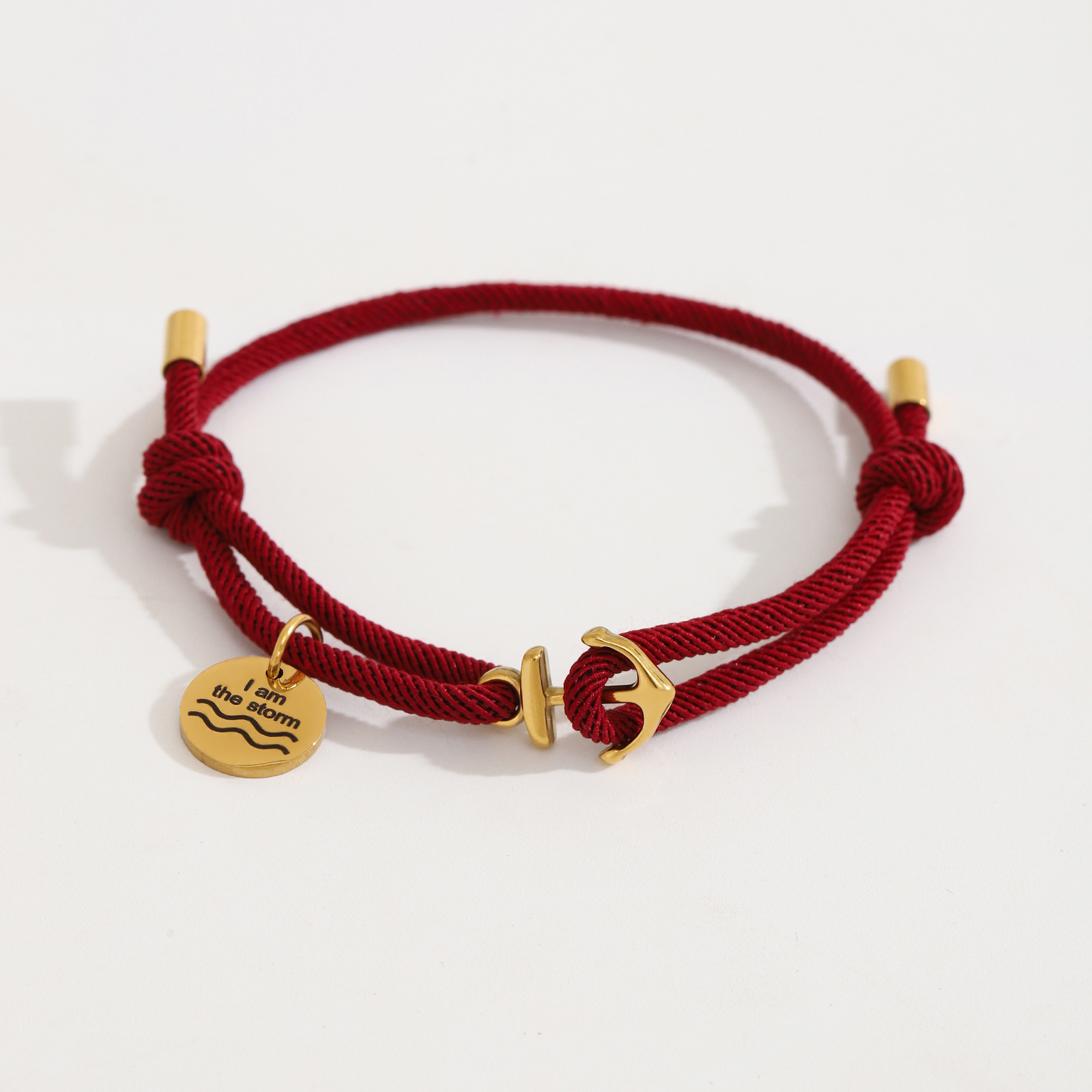 Round Anchor Milan Burgundy Bracelet Gold Accessories