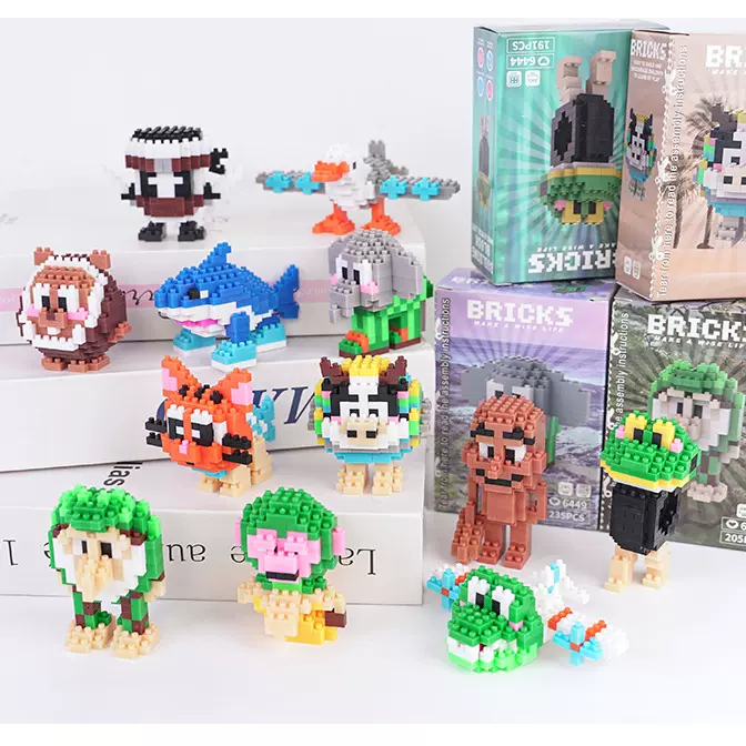 新款外贸AI融合版山海经微颗粒积木木棍人小颗粒积木拼装玩具儿童