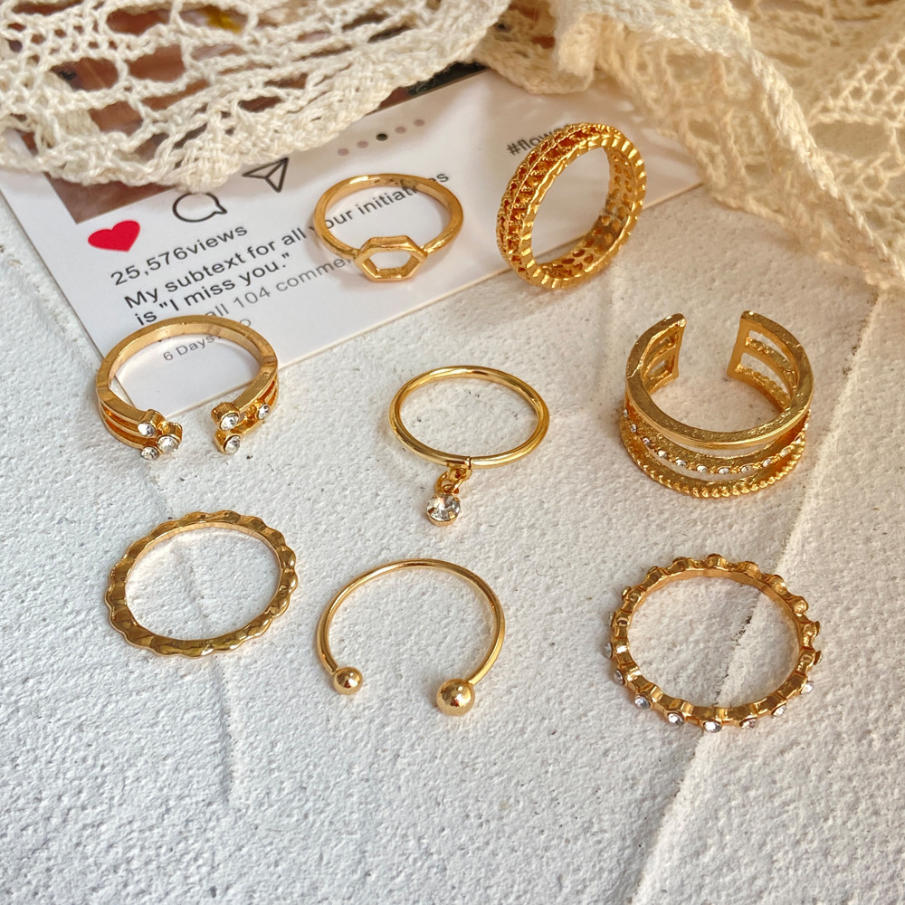 Fashion Geometric Alloy Ring 8-piece Set display picture 4