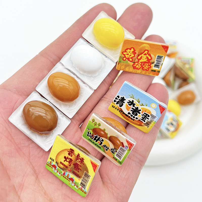 Marinated Egg Mini Artificial Supermarket Miniature Food Toy Handmade DIY Material Cream Glue Jewelry Hairpin Hair Accessories Accessories