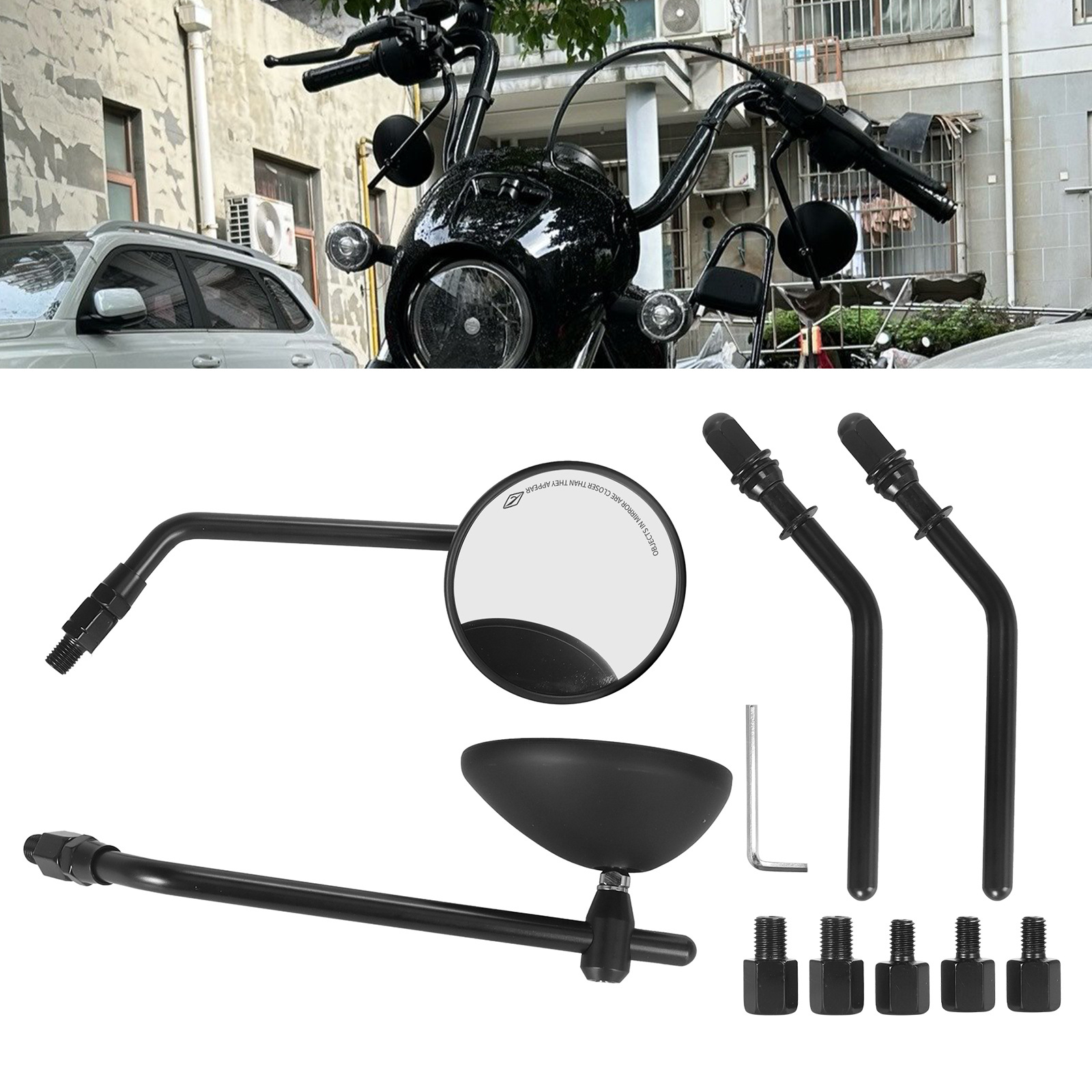 European and American Modified Harley Retro Universal Round Rearview Mirror Motorcycle Huanglong 600 Chunfeng Ktm Prince Rearview Mirror