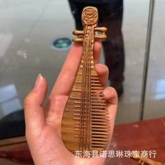 小さな葉のローズウッド彫刻木製櫛、古典的なスタイルの笛櫛、ガールフレンドの誕生日、中国のバレンタインデーのギフトとして