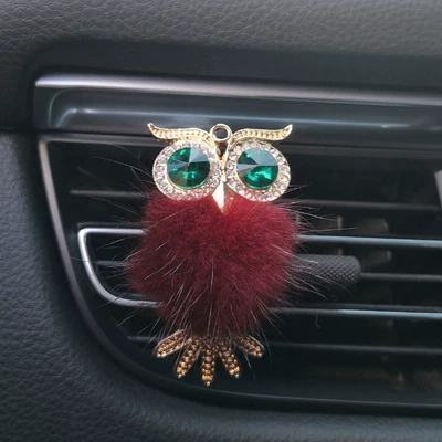Car Perfume Aromatherapy, plush car air conditioning aromatherapy - wine-red-fur-ball-owl