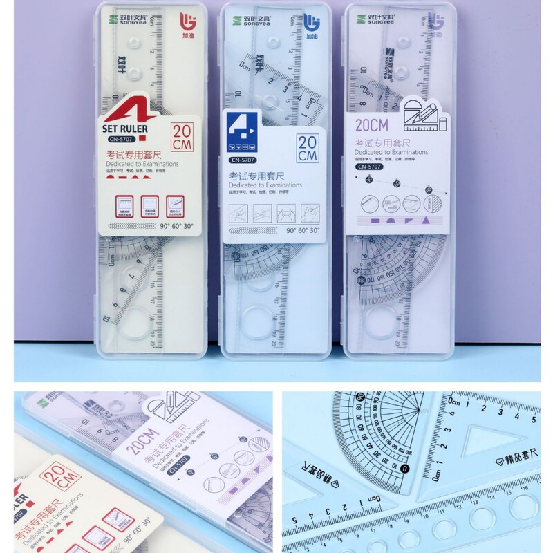 工場卸売新しいクリエイティブ透明定規学生定規三角プレート試験絵画 4 ピース定規卸売|undefined