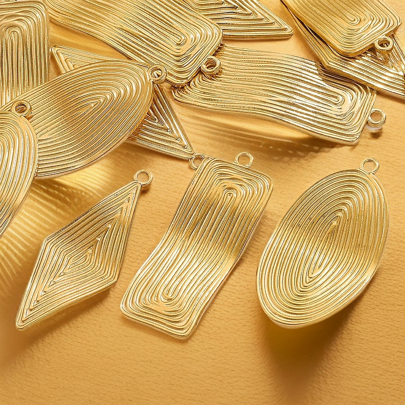 DIY Jewelry Accessories Classification 1 Piece 25*47.5mm 304 Stainless Steel PVD Coated Real Gold Plated Geometric Pendant DIY Jewelry Accessories