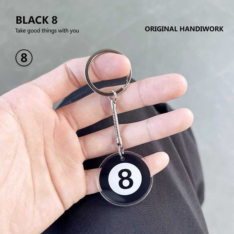 American-Style Black 8 Hanging Keychain Billiard Club Trendy Pendant Accessory Keychain Gift Giveaway