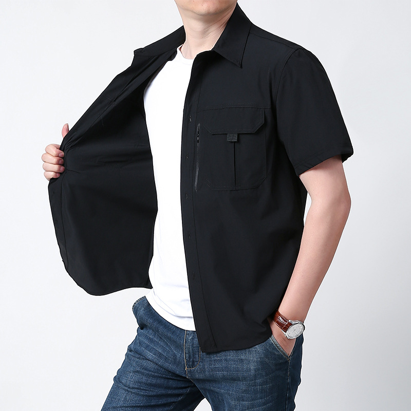 Cross-border AliExpress camisa de mangas cortas para hombres primavera y verano camisa al aire libre ropa de secado rápido para hombres nueva chaqueta casual de tamaño grande