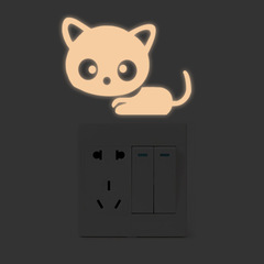 Foreign trade cross-border new kitten luminous decorative wall stickers for living room and bedroom creative fluorescent switch self-adhesive luminous stickers