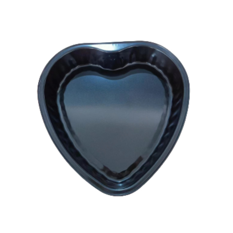 Acero al carbono de suministro directo recubrimiento antiadherente amor placa de horneado molde de encaje en forma de corazón borde curado fondo sólido placa de horneado resistente a alta temperatura