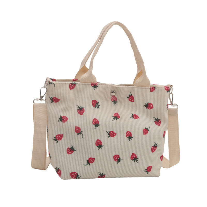 Bolsa de hombro de personalidad casual 2024 verano nuevo estilo de gran capacidad de fresa de lana estilo universitario bolso de mano bolso de mujer