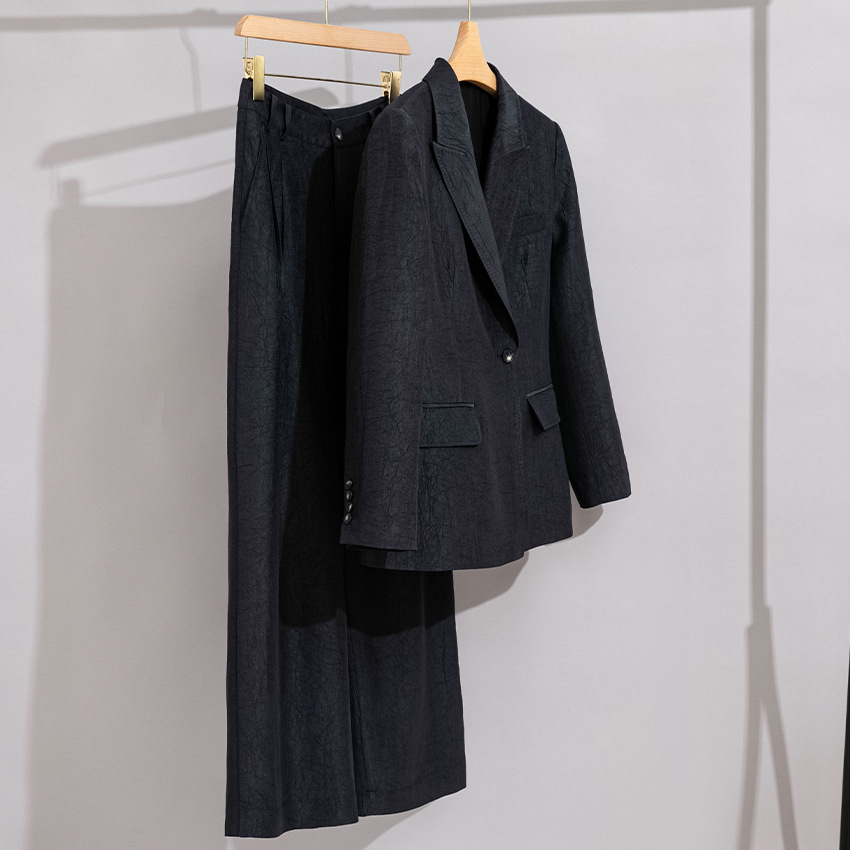 GraceChic Acetate Suit Wide-Leg Two-Piece High-End Feel Top Straight-Leg Pants Casual Elegant Summer Women's Outfit Set_voghion.com