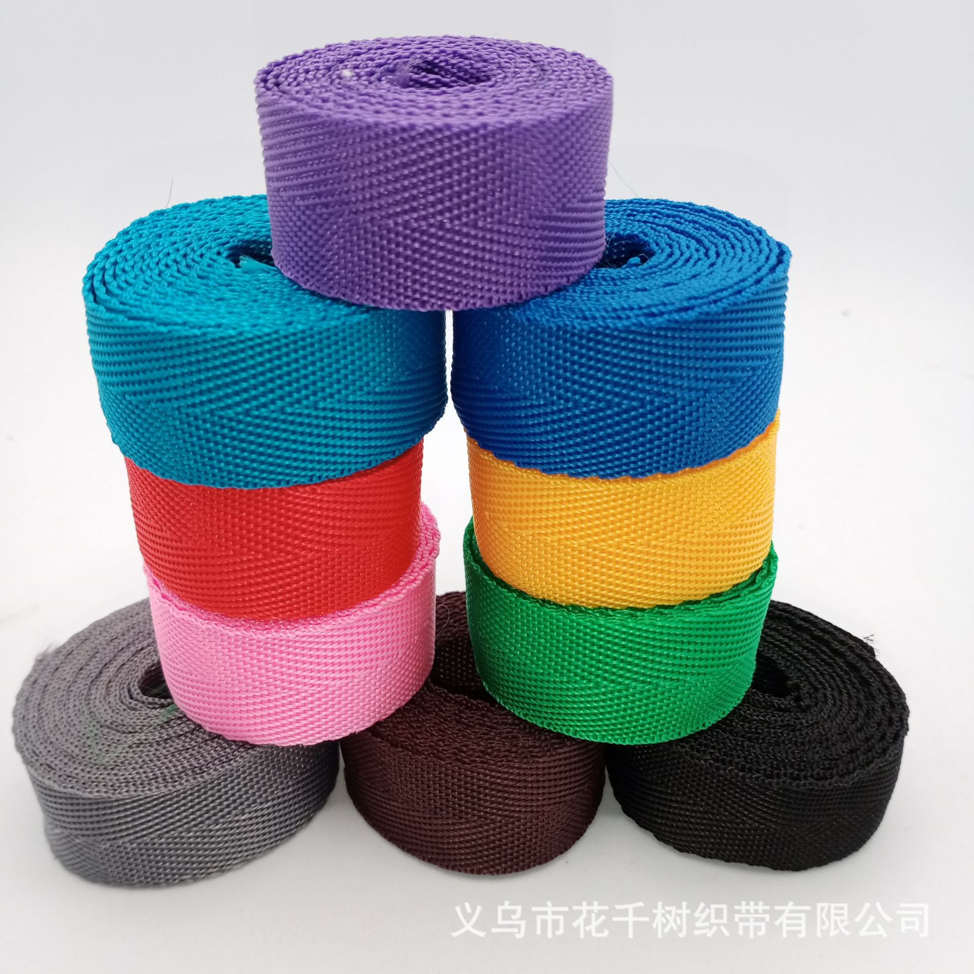 Fábrica en stock al por mayor polipropileno 600D color espiga borde Correa ropa bolso rodante cinta descuento