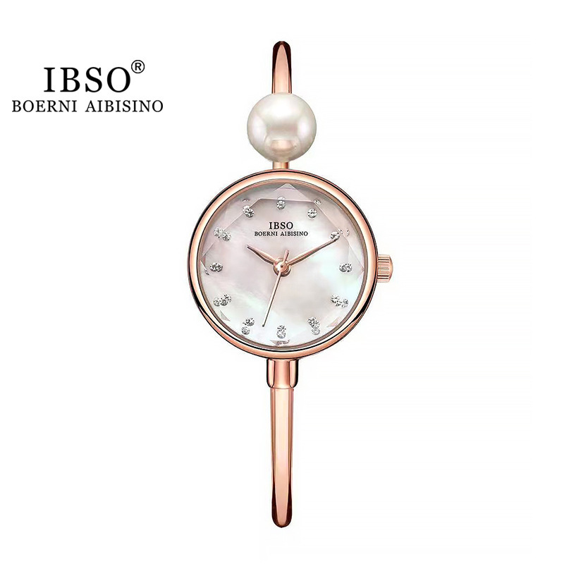Aibisinuo IBSO Women's Watch Shell Face Pearl Watch Women's Exquisite Small Bracelet Watch Shake Voice Live Explosions