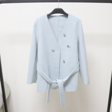 蓝色小清新西装外套女2025年春季新款时尚法式名媛羊毛呢大衣