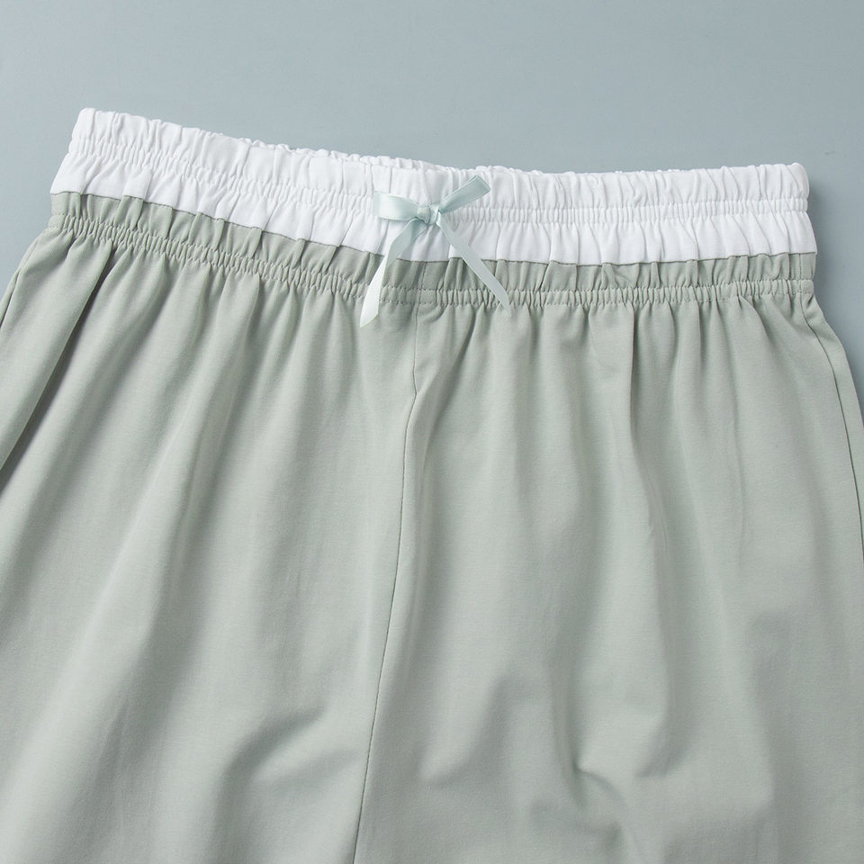 Bộ đồ ngủ dài tay dài quần giả hai mảnh phong cách Âu Mỹ, áo cardigan mặc nhà — Xanh lá cây chi tiết 13