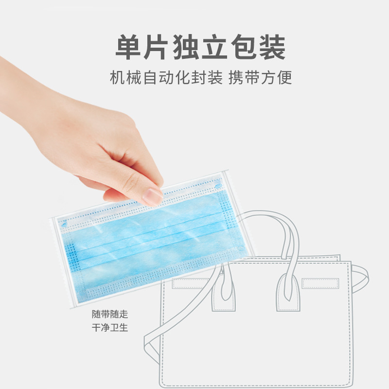 Mascarillas desechables, de tres capas, empaquetadas individualmente, con tela moldeada por fusión, mascarillas protectoras negras, venta al por mayor en bolsas.