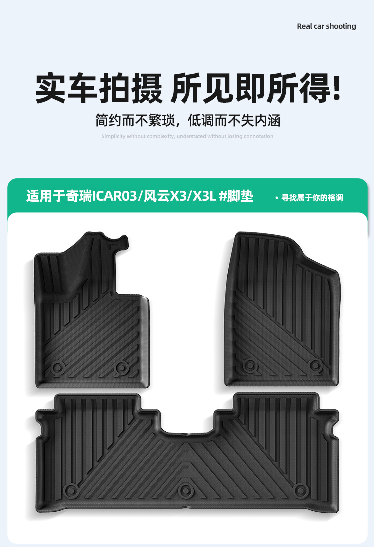 Suitable for 24 Models of Chery Icar03/Jaecoo J6 Car Floor Mats, Left and Right Steering Wheel Tpe Floor Mats, Trunk Mats
