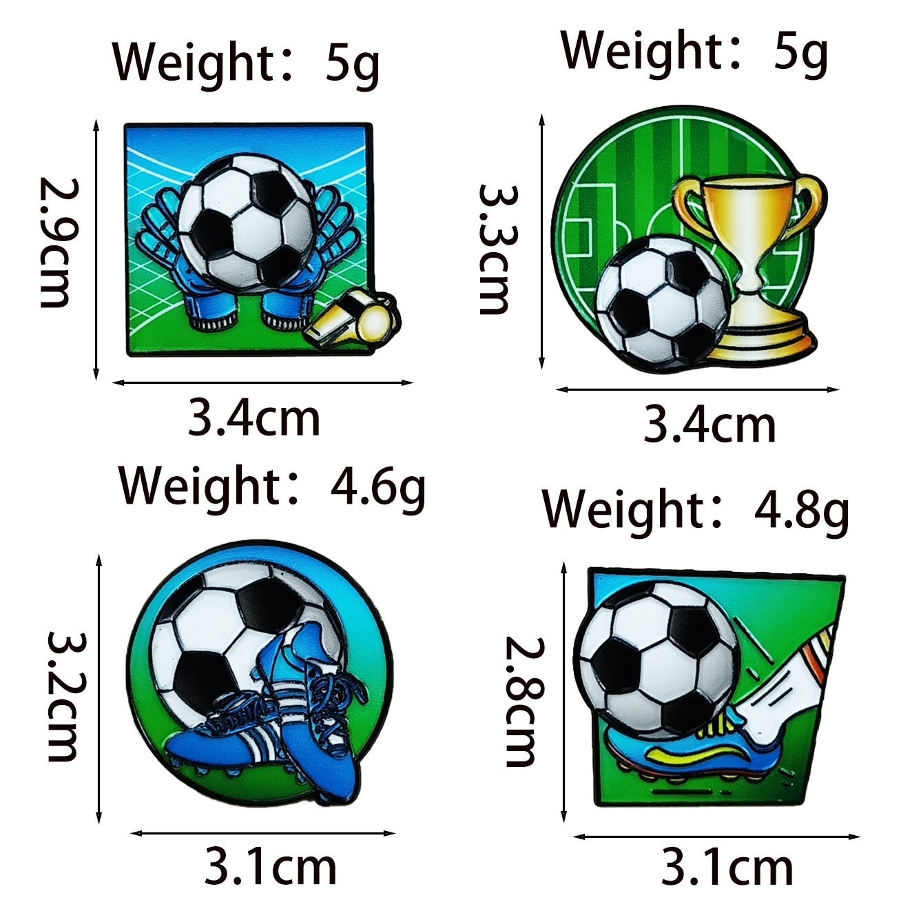 Broches de fútbol creativo de la Copa del Mundo eventos deportivos recuerdos accesorios mochilas personales insignia metálica al por mayor