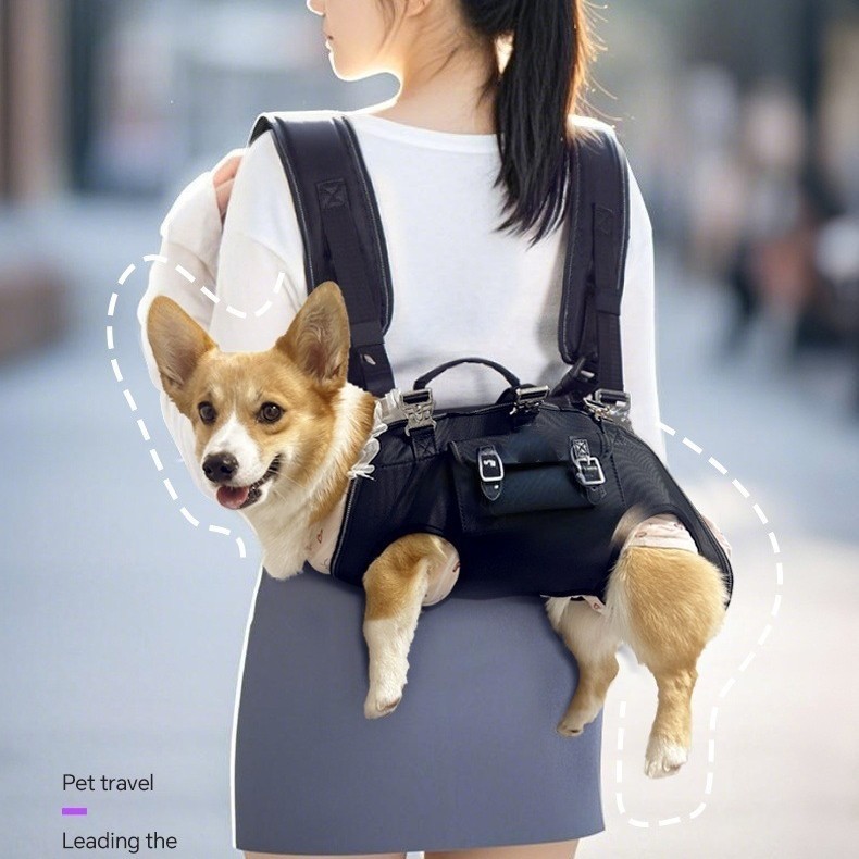 Fairydog ダブルショルダー 横型ペット犬用バックパック 小型・中型犬用 牽引ハンドバッグ ペットのお出かけや乗馬に|undefined