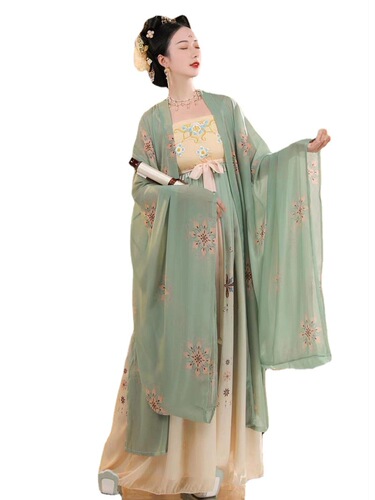 Tang Dynasty Hanfu Fairy dress for women female in ancient costume tang system chest dust myrobalan skirt big sleeve unlined upper garment