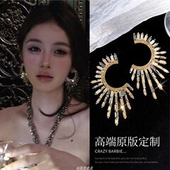 亚裔风!镶钻太阳花耳环女复古气质水钻耳饰波西米亚民族风耳钉女