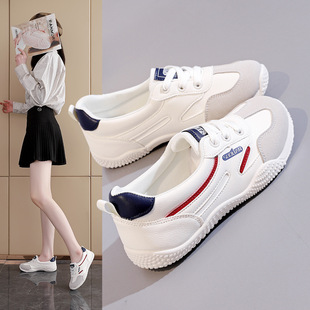 Leather White Shoes Women's Shoes 2025 New Spring and Summer All-match Shallow Mouth Shoes Soft Sole Sports Casual Board Shoes K1510