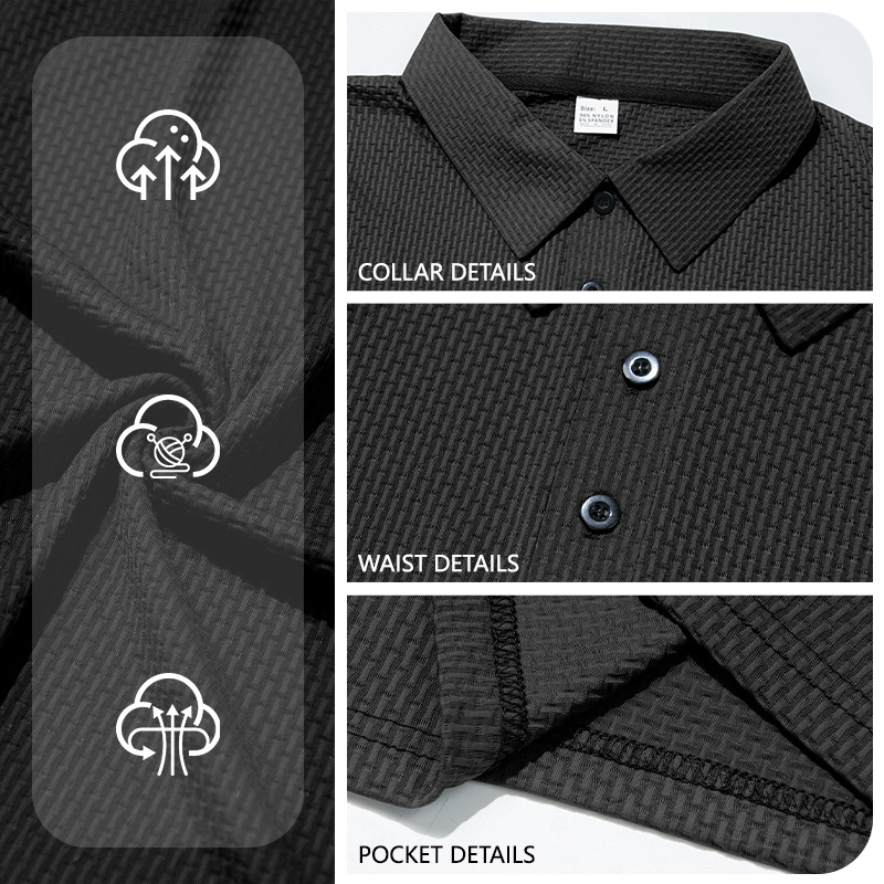 Nuevo transfronterizo de verano europeo y americano camiseta de seda de hielo delgada transpirable con solapa de manga corta de negocios casual blusa versátil image 5