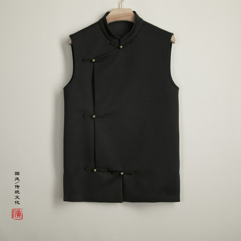 Spring New Style Chinese-Style Men's Clothing, Improved Men's New Chinese-Style Oblique-Collar Tang Suit Vest