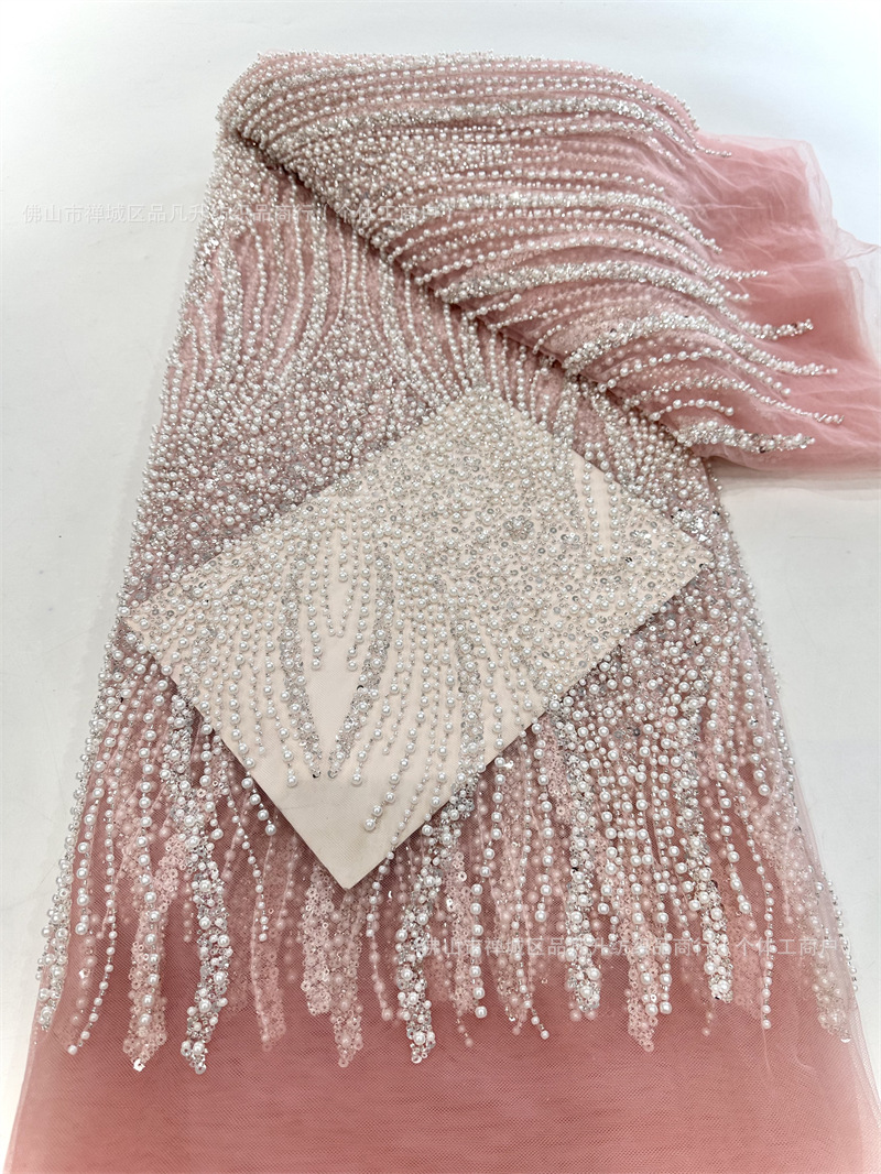 Comercio exterior transfronterizo spot tela de bordado con cuentas de espuma tela de bordado con tubo de cuentas vestido de novia de alta calidad tela de vestido de noche image 16