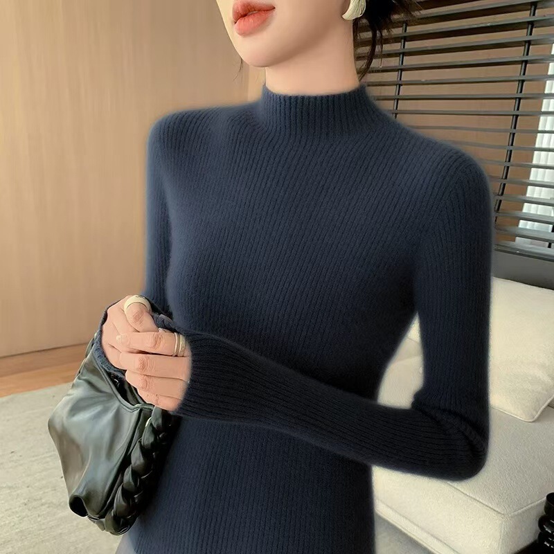 Winter Frontline Garment Half-turtleneck Cashmere Sweater Women's Cashmere Slim-fit Slim-fit Thin Knitted Sweater Base Cashmere Sweater