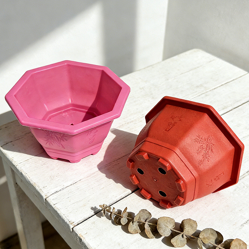 Octagonal Plastic Flower Pots for Balcony Seedling Cultivation, Home Gardening Flower Pots, Green Plants and Succulent Cultivation Pots