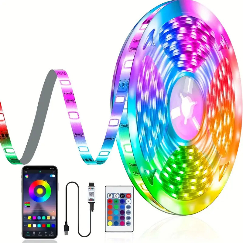 24 키 원격 제어 블루투스 TV 배경 LED 조명 바 세트 USB 조명과 국경 간 폭발 5050RGB 조명