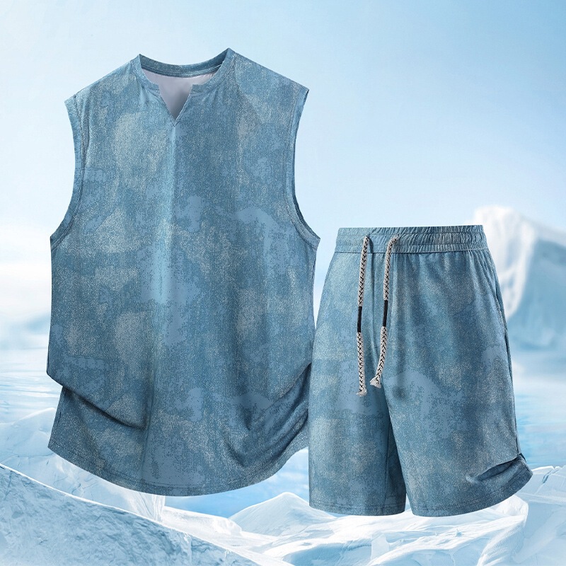 Cross-Border Wholesale Summer New Tie-Dye Set Men's Sleeveless Vest Shorts Sports Casual Two-Piece Set Cross-Border Wholesale Summer New Tie-Dye Set Men's Sleeveless Vest Shorts Sports Casual Two-Piece Set