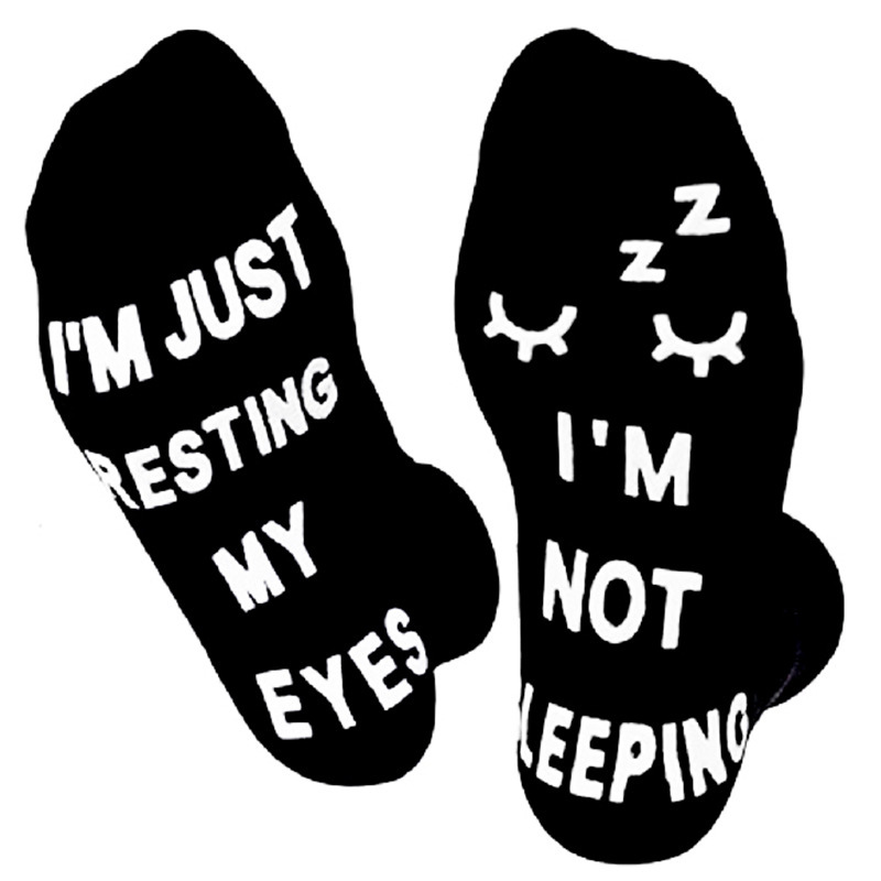 Spot creative funny cotton socks sole letters non-slip dispensing floor socks Europe and the United States cross-border mid-tube sports socks
