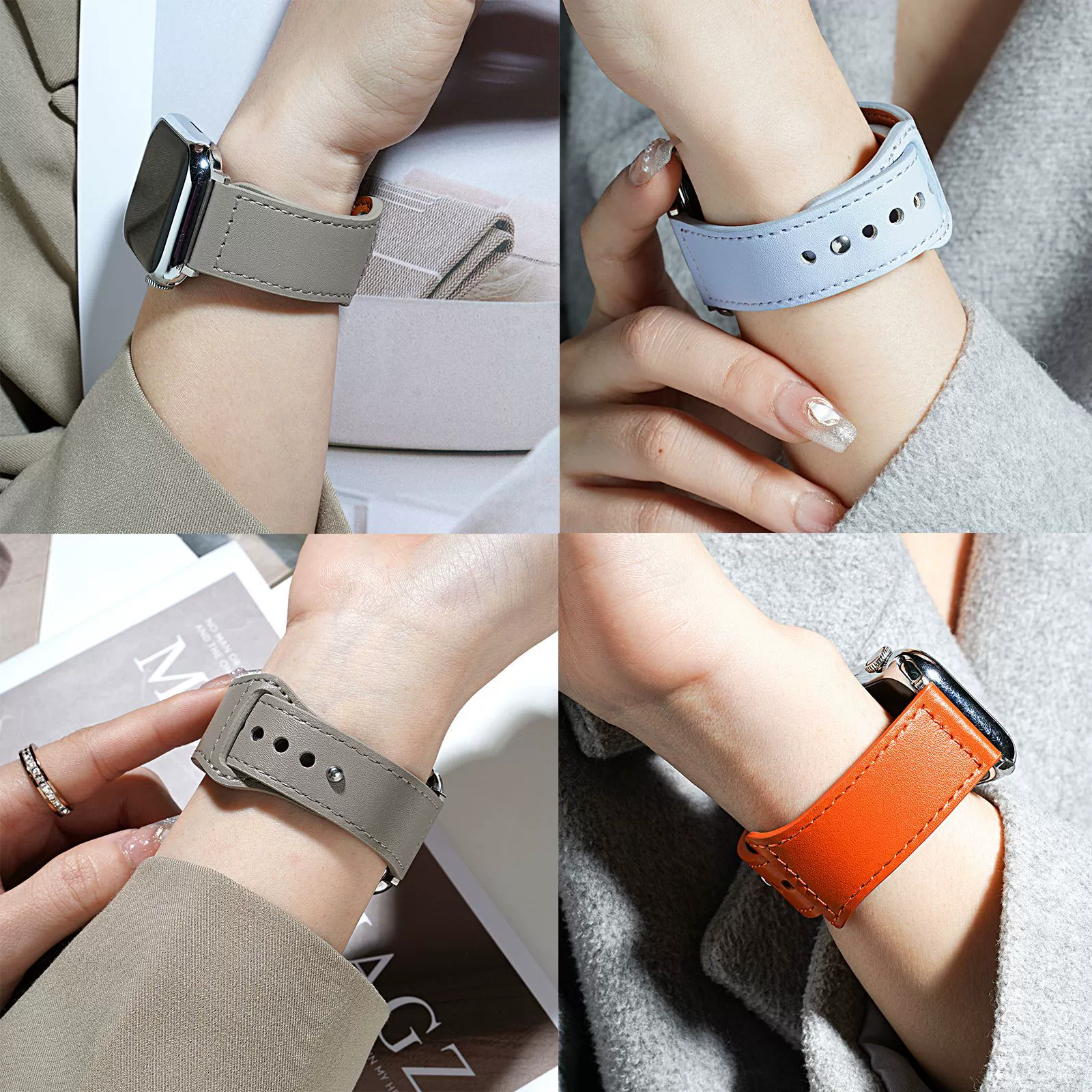 Подходит для Apple iwatchs9/10, ремешок для часов из натуральной кожи, женский кожаный ремешок для часов Applewatch с пряжкой в стиле ретро