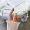 Square fashionable sunglasses, sun protection cream, retro glasses, 2021 collection, Korean style, fitted, UF-protection