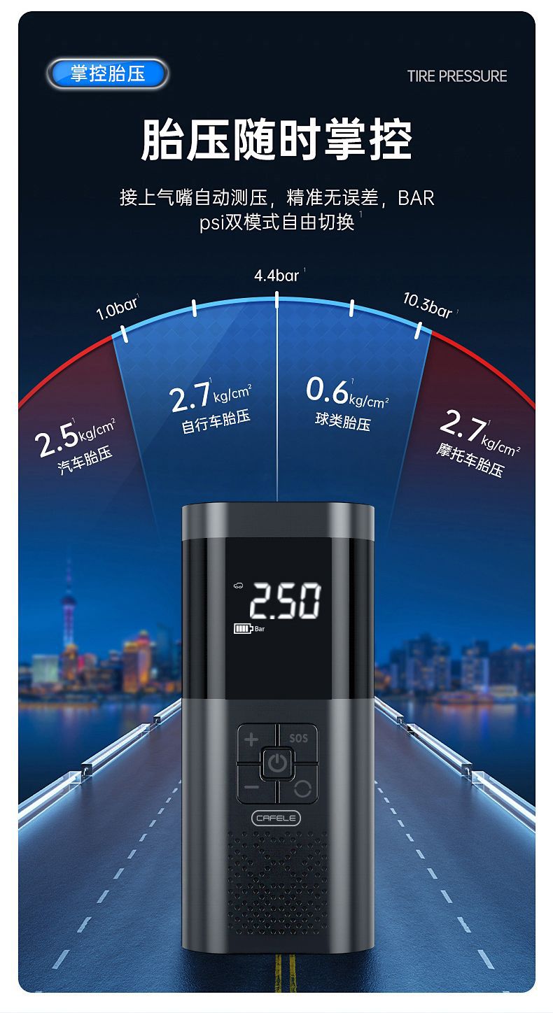 Car Portable Air Pump Cordless Electric Dual Cylinder High Pressure Tire Inflator