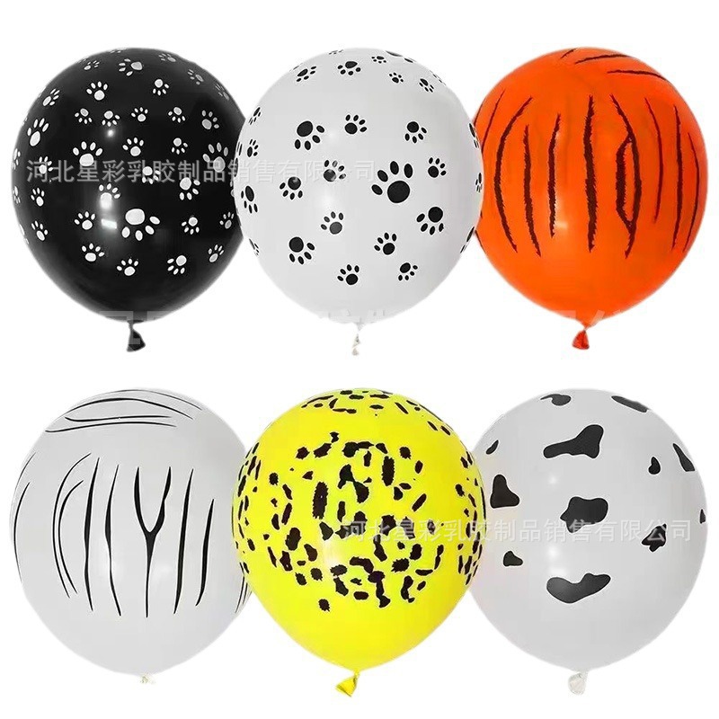 Amazon Jungle Animal Impresión Set de globos al por mayor 12 pulgadas bloque de vaca impresión de patas de leopardo diseño de fiesta