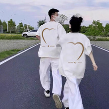 不一样情侣装夏装roora小众设计感特别的情侣短袖T恤纯棉白色上衣