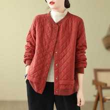 实拍2024冬新款文艺大码宽松棉衣棒球领休闲保暖外套女上衣