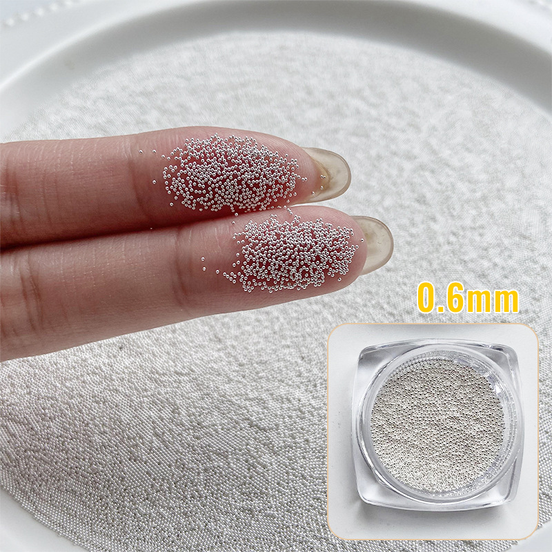 0,4mm Mini pequeños granos de acero accesorios de uñas tamaño pequeño cuentas redondas de metal DIY decoraciones de uñas Accesorios