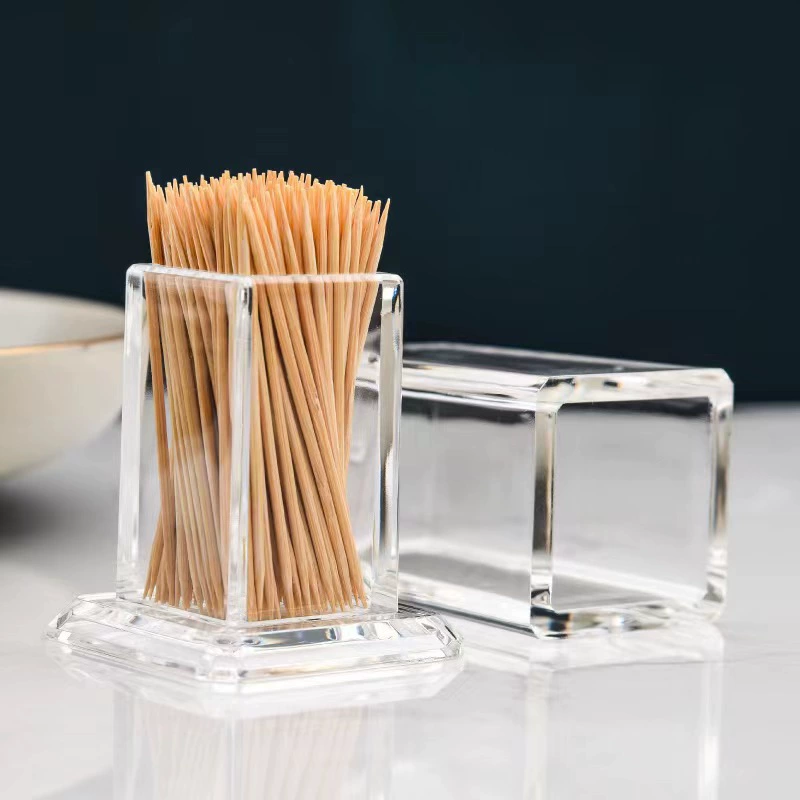 Transparent acrylic high -end toothpick box square thickened dental visa tank creative personality toothpick box