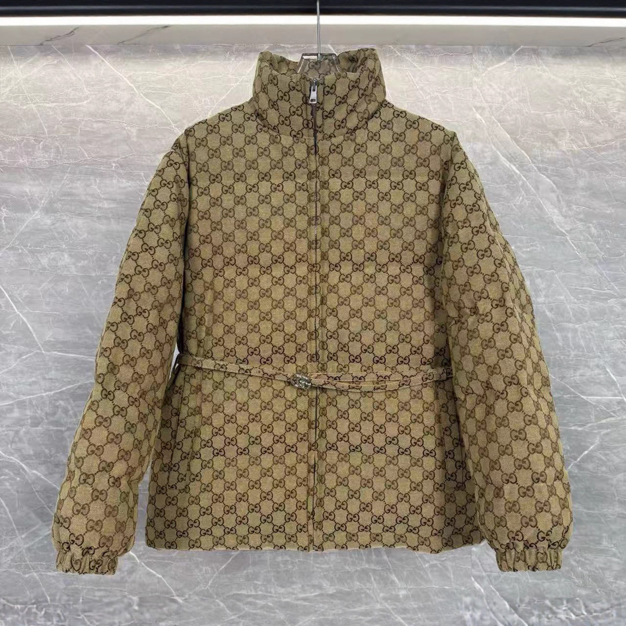 90 Duck down Double g Jacquard Lapel Stand Collar Two-Wear Women's down Jacket Women Winter Coat
