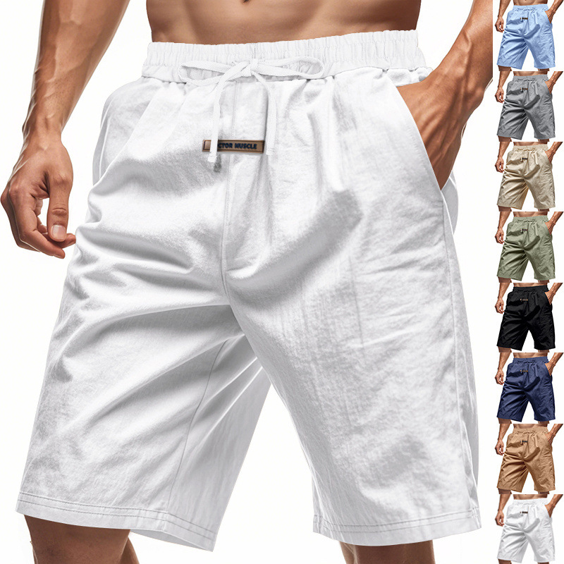 Cross-border Amazon American Summer Men's Thin Linen Breathable Beach Sports Leisure Loose Shorts for Men