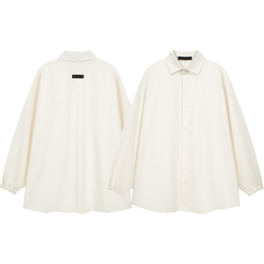 23FW marca nueva serie FOG ESSENTIALS carta de color sólido adhesivo camisa de manga con cordón de longitud media