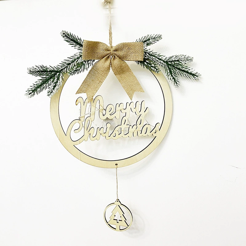 Christmas decorative supplies Christmas Flower Ring Wreath Home Door Hanging Poilling Small Crane Bringing Lantern Christmas Flower Ring