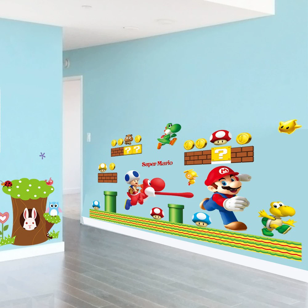 AY7062 Foreign Trade Cartoon Super Mary Children's Room Kindergarten can remove stickers Three -generation wall stickers