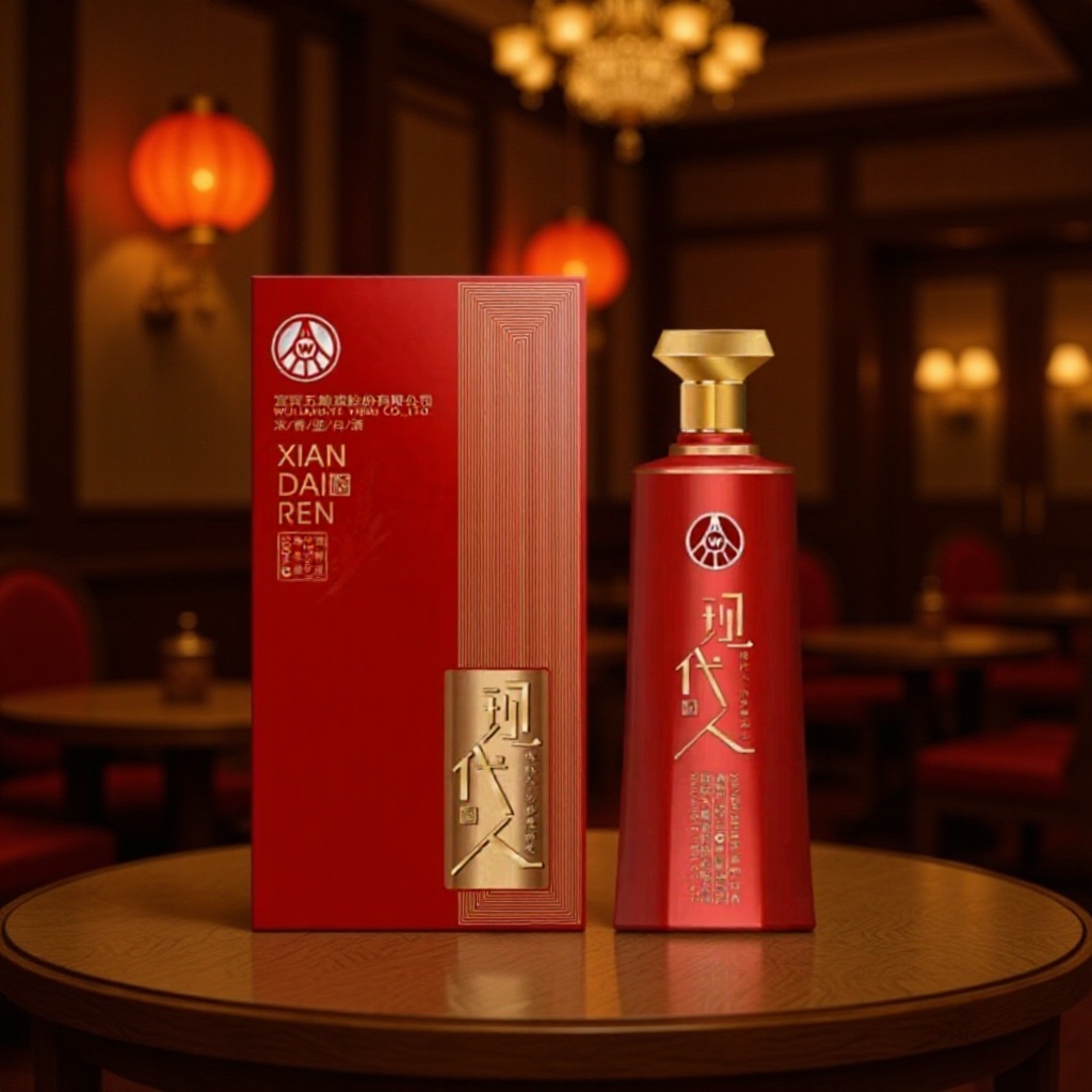 现代人52°浓香型白酒敬梦想500ml单瓶纯粮婚庆商务礼盒酒