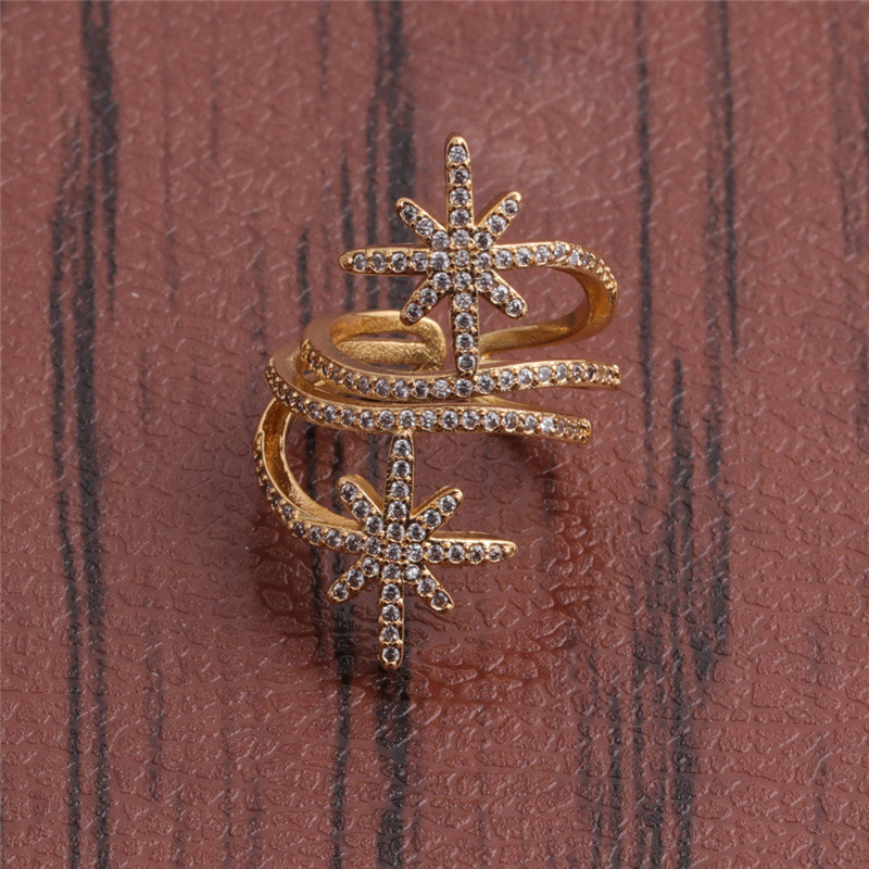 Retro Zircon Six-pointed Star Ring display picture 1