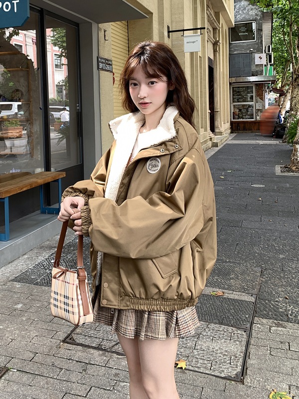 小个子棉衣棉服女2025年新款学生棉袄羊羔毛学院风超好看夹棉外套|undefined